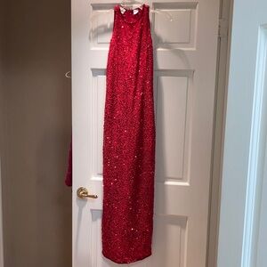 Petite Laurence Kazar Red Sequin Dress